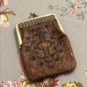 Vintage Embossed Leather Coin Purse